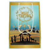 クリスマス出生ベビーイエスインマンガーシーン ミディアムペーパーバッグ (裏面)