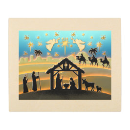 クリスマス出生ベビーイエスインマンガーシーン メタルプリント