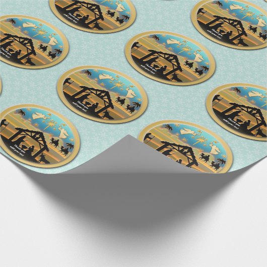 クリスマス出生ベビーイエスインマンガーシーン ラッピングペーパー (角)