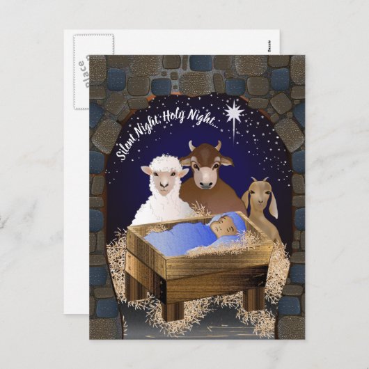 クリスマス出生ベビーイエス シーズンポストカード (正面/裏面)