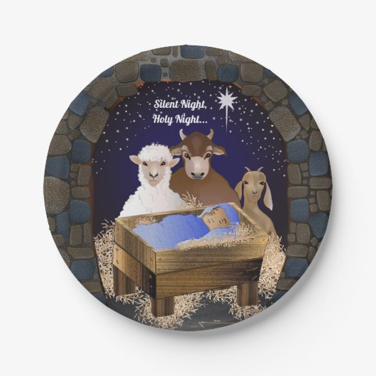 クリスマス出生ベビーイエス ペーパープレート (正面)