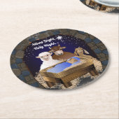 クリスマス出生ベビーイエス ラウンドペーパーコースター (アングル)