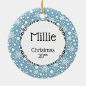 クリスマス出生ペンブロークウェルシュコーギー(赤1)おもしろい セラミックオーナメント (裏面)