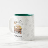 クリスマス出生ペンブロークウェルシュコーギー(赤1)おもしろい ツートーンマグカップ (正面左)