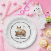 クリスマス出生ペンブロークウェルシュコーギー(赤1)おもしろい ペーパープレート (パーティー)