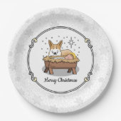 クリスマス出生ペンブロークウェルシュコーギー(赤1)おもしろい ペーパープレート (正面)