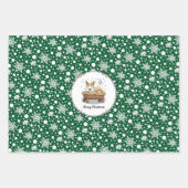 クリスマス出生ペンブロークウェルシュコーギー(赤1)おもしろい ラッピングペーパーシート (正面)