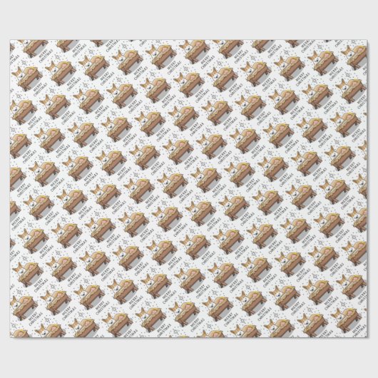 クリスマス出生ペンブロークウェルシュコーギー（赤1）おもしろい ラッピングペーパー (フラット)