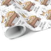 クリスマス出生ペンブロークウェルシュコーギー（赤1）おもしろい ラッピングペーパー (ロールコーナー)