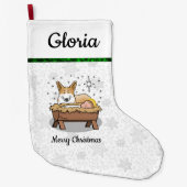 クリスマス出生ペンブロークウェルシュコーギー(赤1)おもしろい ラージクリスマスストッキング (正面)