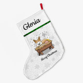 クリスマス出生ペンブロークウェルシュコーギー(赤1)おもしろい ラージクリスマスストッキング (裏面 (吊り時))