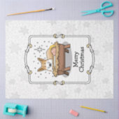 クリスマス出生ペンブロークウェルシュコーギー(赤1)おもしろい 薄葉紙 (クラフト)