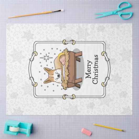 クリスマス出生ペンブロークウェルシュコーギー（赤1）おもしろい 薄葉紙 (クラフト)