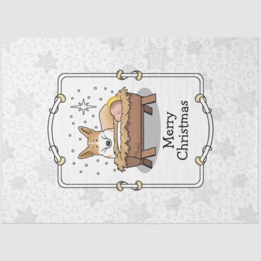 クリスマス出生ペンブロークウェルシュコーギー(赤1)おもしろい 薄葉紙 (正面)