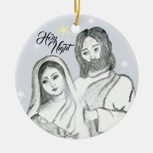 クリスマス出生ホーリーナイトセラミックオーナメント セラミックオーナメント (正面)