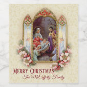 クリスマス出生ホーリーファミリーホリーベリー ワインラベル (シングルラベル)