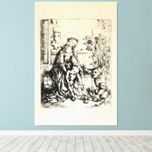 クリスマス出生マドンナ&チャイルドヴァージンメアリー キャンバスプリント (インサイチュ (ウッドフロア))