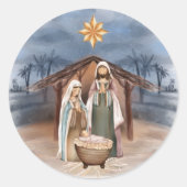 クリスマス出生マンガースターウォーターカラー ラウンドシール (正面)