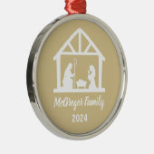 クリスマス出生マンガーファミリー名&年 メタルオーナメント (右)