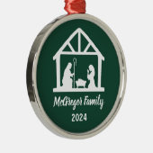 クリスマス出生マンガーファミリー名&年 メタルオーナメント (右)