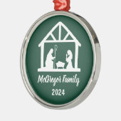 クリスマス出生マンガーファミリー名&年 メタルオーナメント (左)