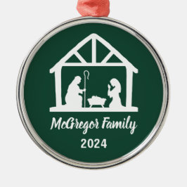 クリスマス出生マンガーファミリー名&年 メタルオーナメント