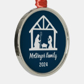 クリスマス出生マンガーファミリー名&年 メタルオーナメント (右)