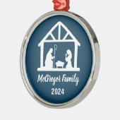 クリスマス出生マンガーファミリー名&年 メタルオーナメント (左)