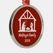 クリスマス出生マンガーファミリー名&年 メタルオーナメント (右)