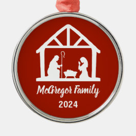クリスマス出生マンガーファミリー名&年 メタルオーナメント