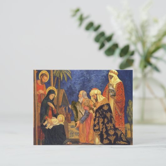 クリスマス出生マンガーホーリーファミリークリスマスホリデイ ポストカード (スタンド正面)