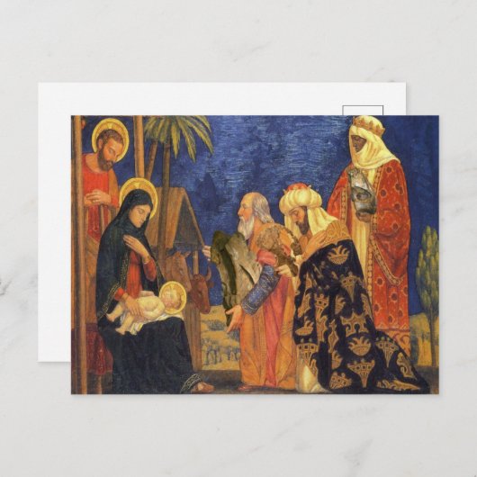 クリスマス出生マンガーホーリーファミリークリスマスホリデイ ポストカード (正面/裏面)