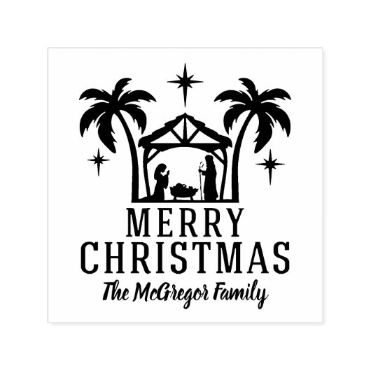 クリスマス出生メリークリスマスファミリー名 セルフインキングスタンプ (デザイン)