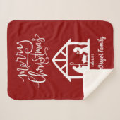 クリスマス出生レッドファミリー名タイポグラフィ シェルパブランケット (正面(横))