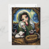 クリスマス出生ヴァージンメアリーイエズアートハガキ シーズンポストカード (正面/裏面)