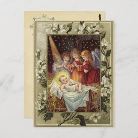 クリスマス出生ヴィンテージ再生 ポストカード (正面/裏面)