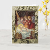 クリスマス出生ヴィンテージ複製 カード (黄色い花)