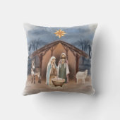 クリスマス出生動物クリスチャン水色 クッション (裏面)
