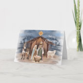 クリスマス出生動物クリスチャン水色 シーズンカード (正面)