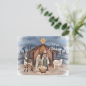クリスマス出生動物クリスチャン水色 シーズンポストカード (スタンド正面)