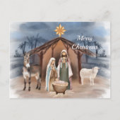 クリスマス出生動物クリスチャン水色 シーズンポストカード (正面)