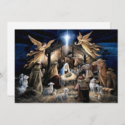 クリスマス出生安定シーンエンジェル シーズンカード (正面/裏面)