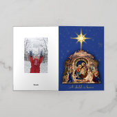 クリスマス出生宗教カスタムの署名金ゴールド 箔シーズンカード (外側レイダウン)