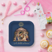 クリスマス出生崇拝ベビーイエス紙 ペーパープレート (パーティー)