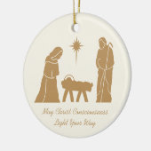 クリスマス出生感動的ことわざ金ゴールドクリーム セラミックオーナメント (左)