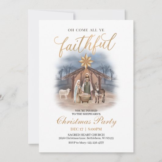 クリスマス出生招待状、宗教的な休日 招待状 (正面)