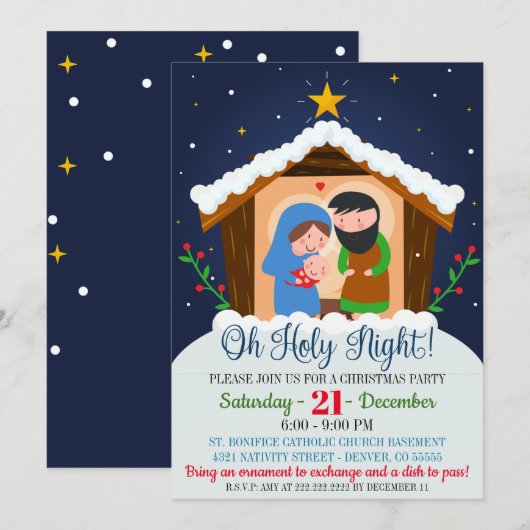 クリスマス出生招待状 招待状 (正面/裏面)