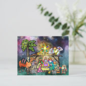 クリスマス出生水彩ダドルシーン ポストカード (スタンド正面)