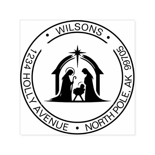 クリスマス出生神聖な家族の宗教住所 セルフインキングスタンプ (デザイン)