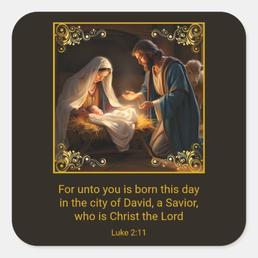 クリスマス出生神聖な家族宗教 スクエアシール (正面)